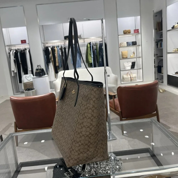 COACH Micro Signature Canvas City Tote Bag CJ942 IMCBI - Picture 3 of 11